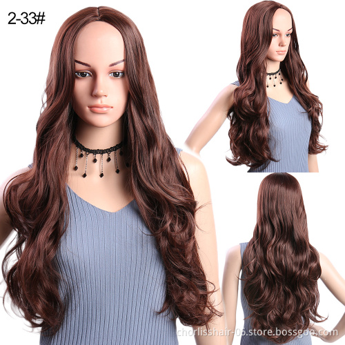 wholesale Hot Sale Long Ombre Green Wavy Wig Cosplay Daily Party Synthetic Wigs For Black Women High Temperature Hair Wig